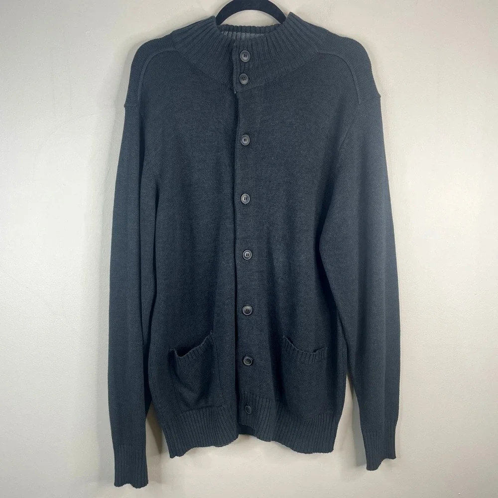 Vintage Oscar De La Renta Minimalist Mock Neck Sweater XLarge Cardigan Neutral